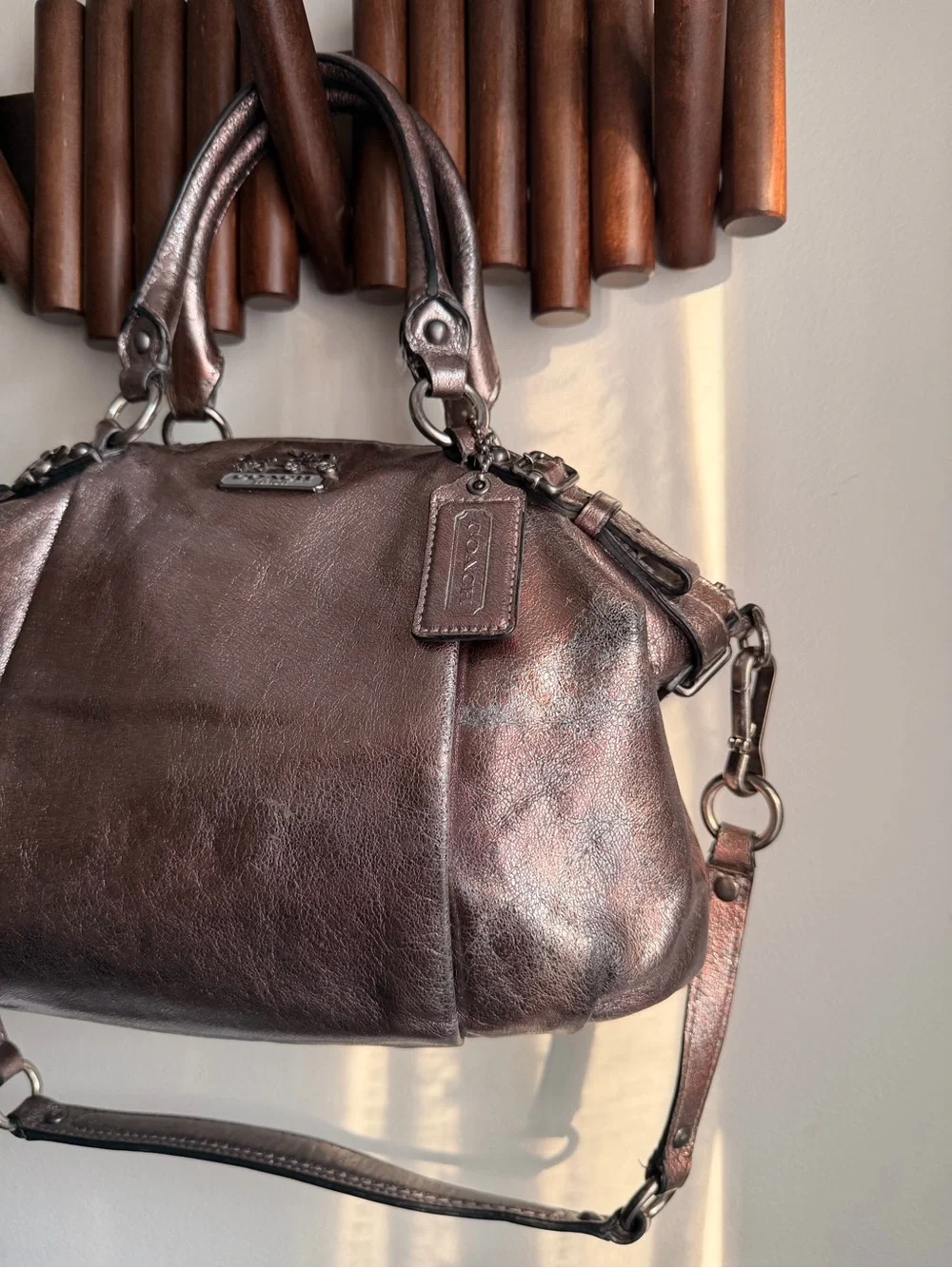 Coach Metallic Bronze Leather Satchel
